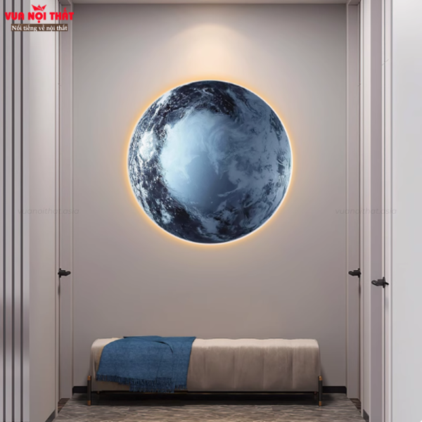 Tranh đèn decor hình trái đất TT81 có hệ thống đèn LED cung cấp ánh sáng ấm