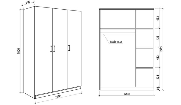 Tủ quần áo 3 cánh là lựa chọn tối ưu cho những không gian rộng rãi