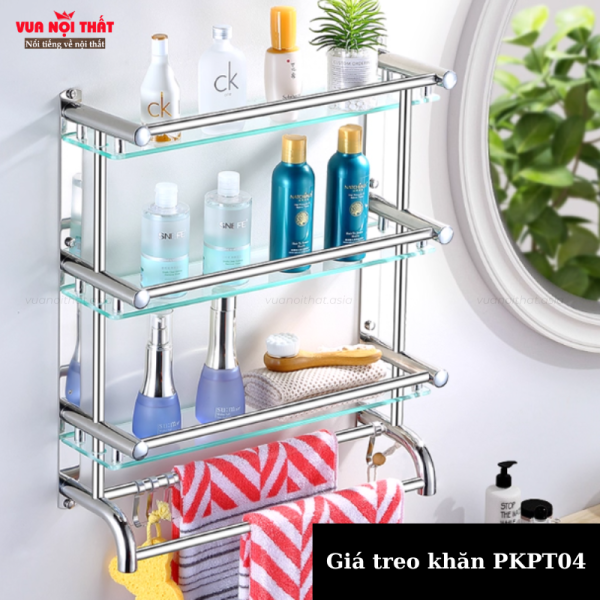 Giá treo khăn phòng tắm 3 tầng bằng inox nhập khẩu PKPT04