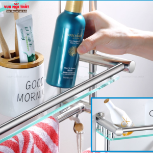 Giá treo khăn nhà tắm 3 tầng PKPT04 được làm từ inox và kính