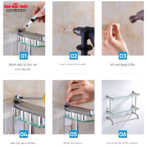 Giá treo nhà tắm PKPT04 khoan tường