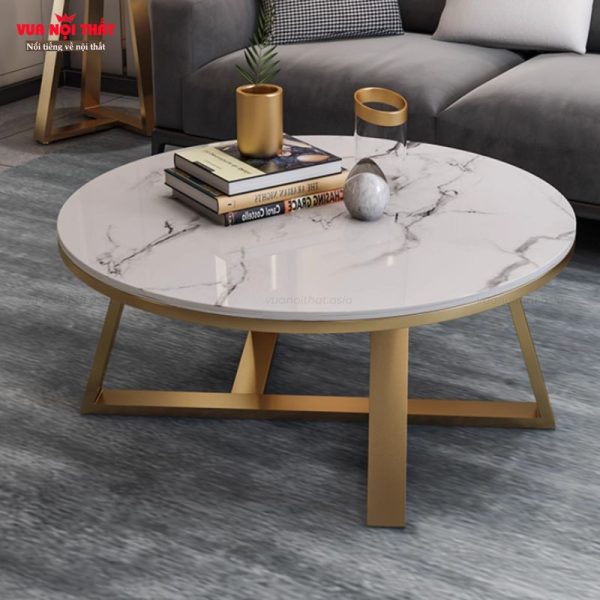 Bàn sofa tròn mặt đá cao cấp BSF101 với mặt đá ceramic dày 11mm