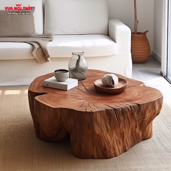 Bàn trà sofa gỗ thông cao cấp BSF100 với các đường vân gỗ độc đáo
