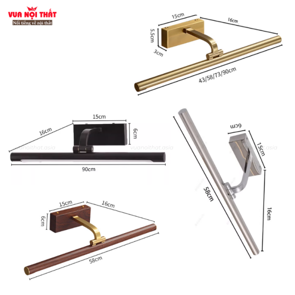 Kích thước của đèn soi tranh nhập khẩu DTT73 đa dạng