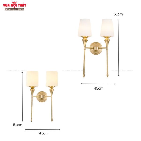 Kích thước đèn tường đồng kiểu Mỹ sang trọng DTT74