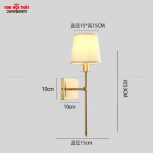 Kích thước đèn gắn tường phòng khách bằng đồng đẹp DTT72