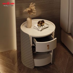 Tủ đầu giường tròn bọc da chất lượng cao TDG19 hiện đại, sang trọng