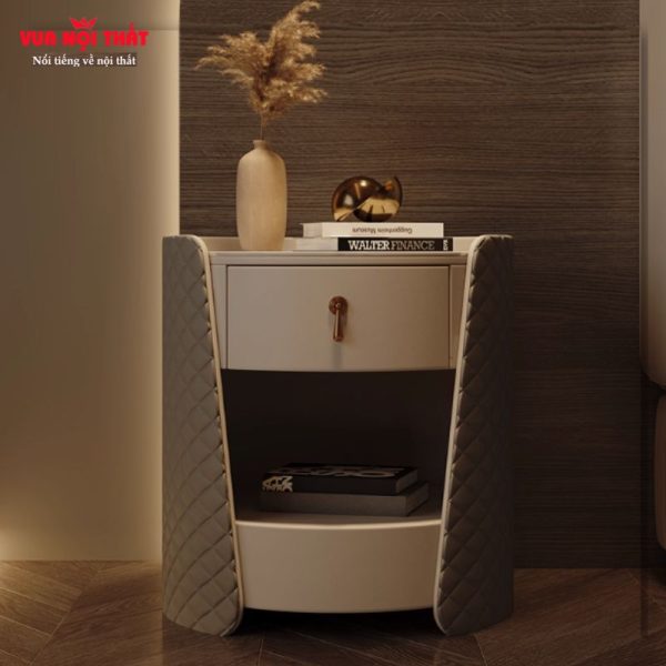 Tủ đầu giường tròn bọc da cao cấp TDG19