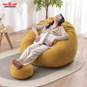 Ghế được bọc vải nhung cao cấp và bên trong là hạt xốp EPP đàn hồi