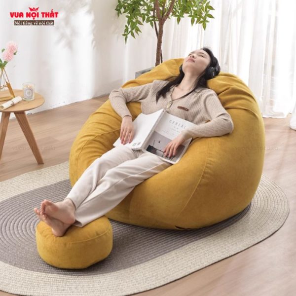 Ghế được bọc vải nhung cao cấp và bên trong là hạt xốp EPP đàn hồi