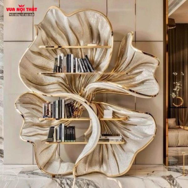 Kệ trưng bày gỗ cao cấp TK13 tạo điểm nhấn cho biệt thự