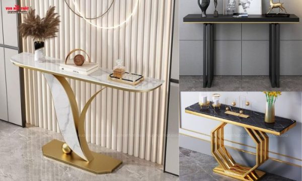 Bàn console inox mạ vàng sáng bóng, bền bỉ theo thời gian