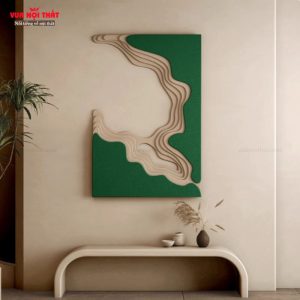 Tranh điêu khắc bằng đá sa thạch nhân tạo TT90 có 3 màu sắc cam, gỗ và xanh