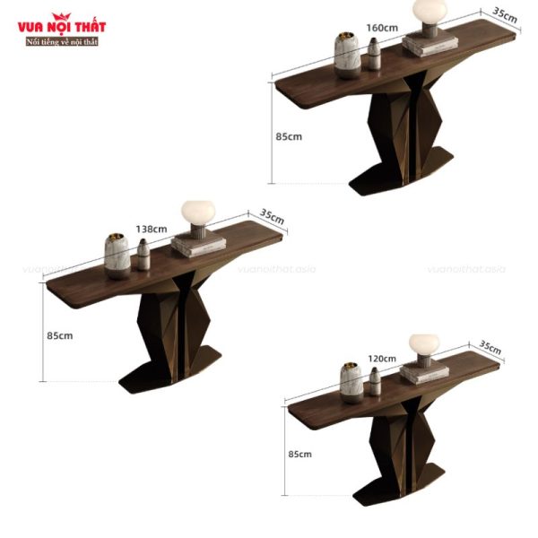 Kích thước của bàn tiền sảnh mặt gỗ óc chó chân inox cao cấp BTS22