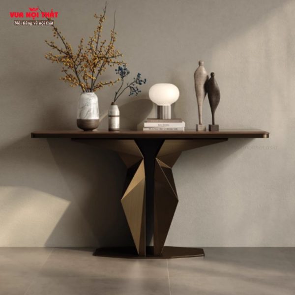 Bàn console mặt gỗ óc chó phủ veneer cao cấp tạo điểm nhấn cho không gian