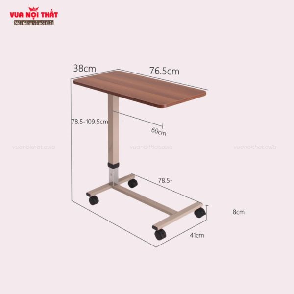Bàn làm việc di động BLV15 có kích thước nhỏ gọn, chiều cao tùy chỉnh từ 78.5 - 109.5cm