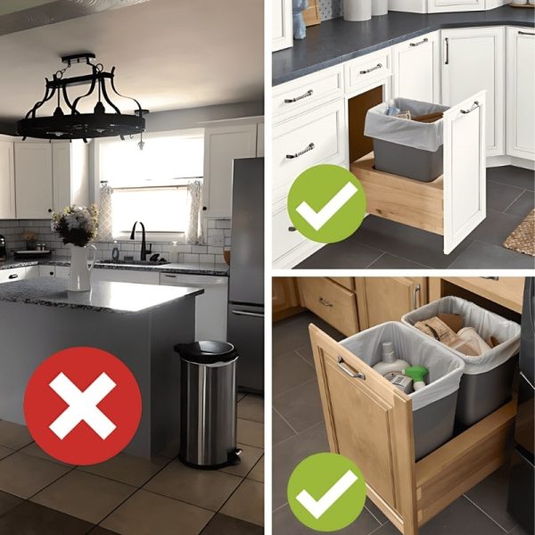 Bố trí thùng rác trong bếp sao cho hợp lý.