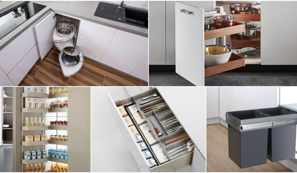 Phụ kiện tủ bếp được chia thành nhiều nhóm khác nhau