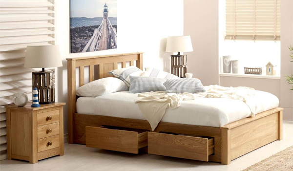 Giường ngủ gỗ kết hợp ngăn kéo tiện lợi giúp tăng không gian lưu trữ