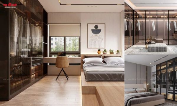 Tủ đựng quần áo cánh kính kết hợp phụ kiện thông minh