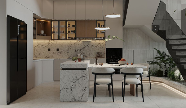 Nhà bếp được bố trí hợp phong thuỷ giúp gia chủ gặp nhiều may mắn trong công việc & cuộc sống