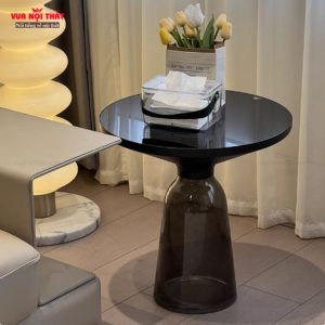 Bàn sofa góc mặt kính trong suốt BSF107 có 2 kích thước để khách hàng lựa chọn