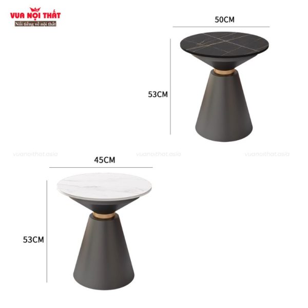 Bàn sofa góc mặt đá BSF106 có hai kích thước đường kính gồm 45cm và 50cm