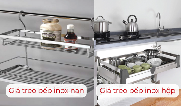 Giá treo bếp inox nan và inox hộp - Loại nào tốt hơn?