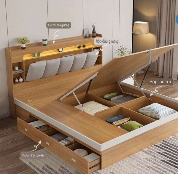 Giường thông minh làm bằng gỗ công nghiệp