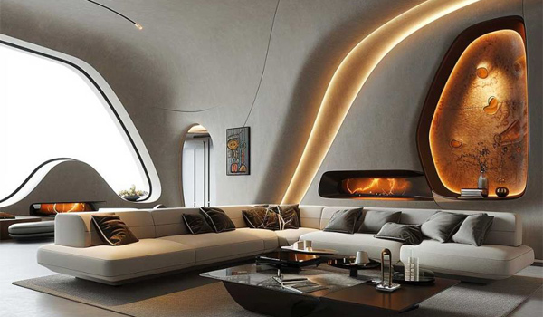 Đặc trưng của phong cách Futurist là hình khối uốn lượn, bất đối xứng