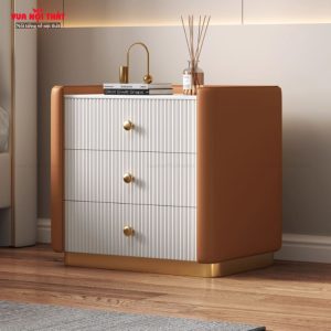 Tủ đầu giường nhập khẩu 3 tầng TDG21 màu cam