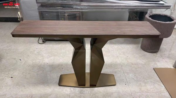 Bàn console chân inox nổi bật với trụ đối xứng đảm bảo sự vững chắc