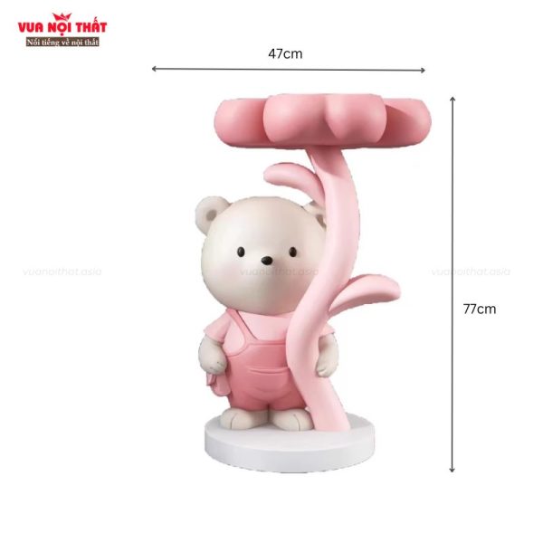 Kích thước của bàn cạnh sofa hình gấu và bông hoa đẹp TTT162