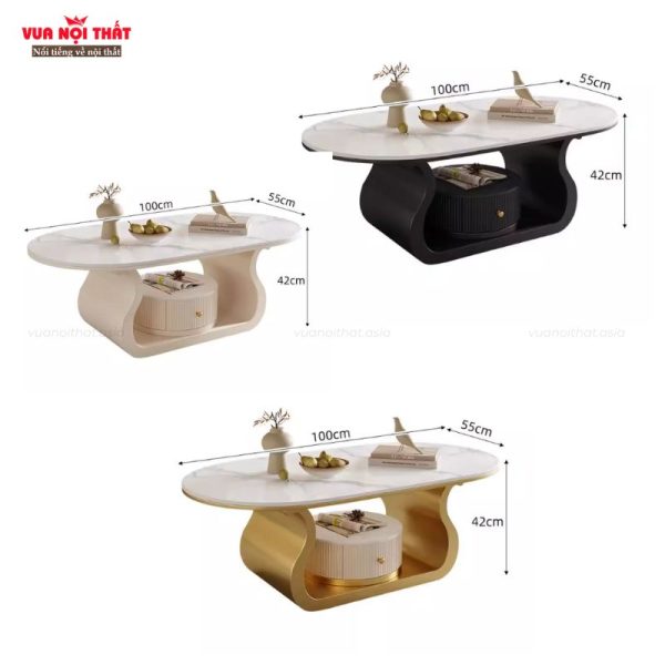 Bàn trà mặt đá sang trọng BSF111 có đa dạng kích thước 100cm, 120cm, 130cm