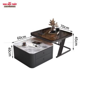 Bộ 2 bàn trà vuông sang trọng BSF108 có kích thước nhỏ gọn, phù hợp mọi không gian