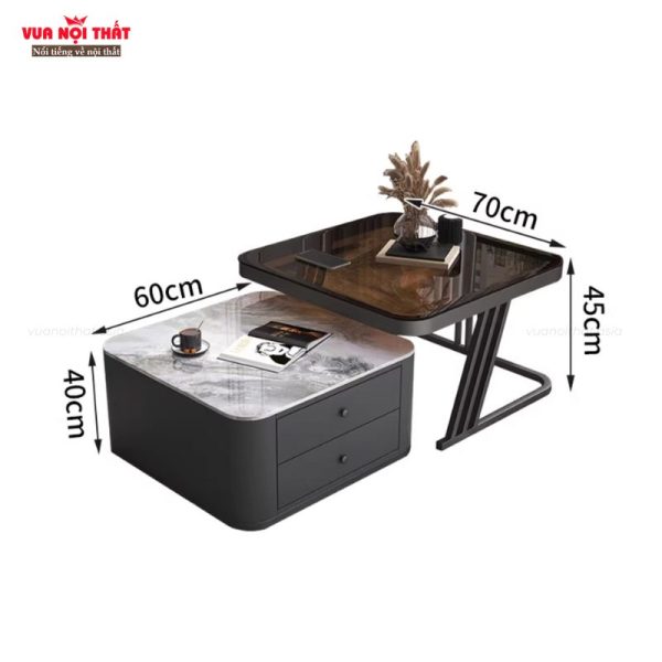 Bộ 2 bàn trà vuông sang trọng BSF108 có kích thước nhỏ gọn, phù hợp mọi không gian