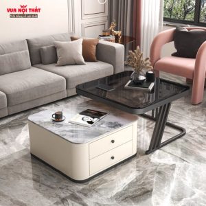 Bộ 2 bàn trà đôi sang trọng BSF108 với đường nét bo tròn mềm mại, hạn chế góc cạnh