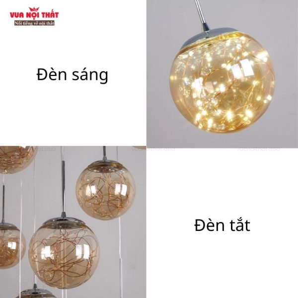 Đèn chùm thả cầu thang với thiết kế đẹp mắt, tạo điểm nhấn ấn tượng