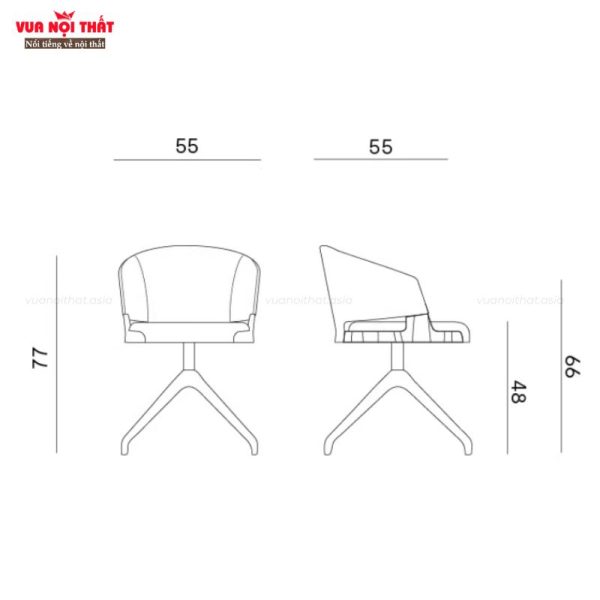 Kích thước ghế nhỏ gọn phù hợp với mọi không gian làm việc
