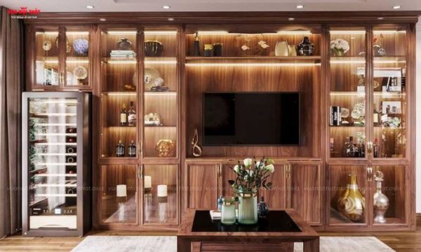 Kệ tivi kết hợp tủ giúp tối ưu không gian và nâng cao tính tiện nghi cho phòng khách