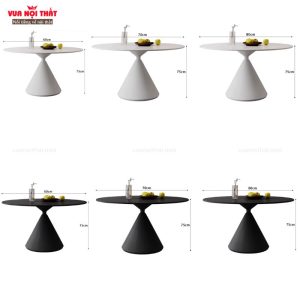 Bàn sofa tròn chân đồng hồ cát BSF115 có dạng kích thước 60cm, 70cm, 80cm