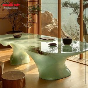 Bàn tiếp khách bàn ăn nhựa xuyên sáng BA54