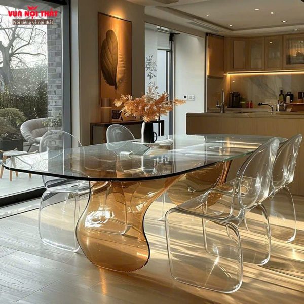 Đặc điểm của bàn ăn, bàn tiếp khách nhựa xuyên sáng độc đáo BA54