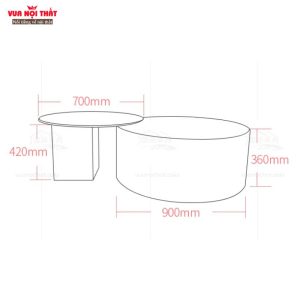 Kích thước bộ đôi bàn trà tròn hiện đại BSF116