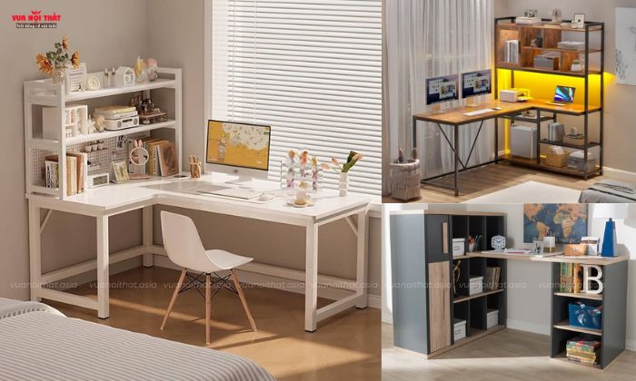Mẫu Bàn làm việc có kệ bán chạy giá rẻ tại TPHCM