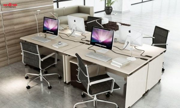 Bàn làm việc cho nhân viên góp phần tạo nên sự đồng bộ và tính thẩm mỹ cho văn phòng