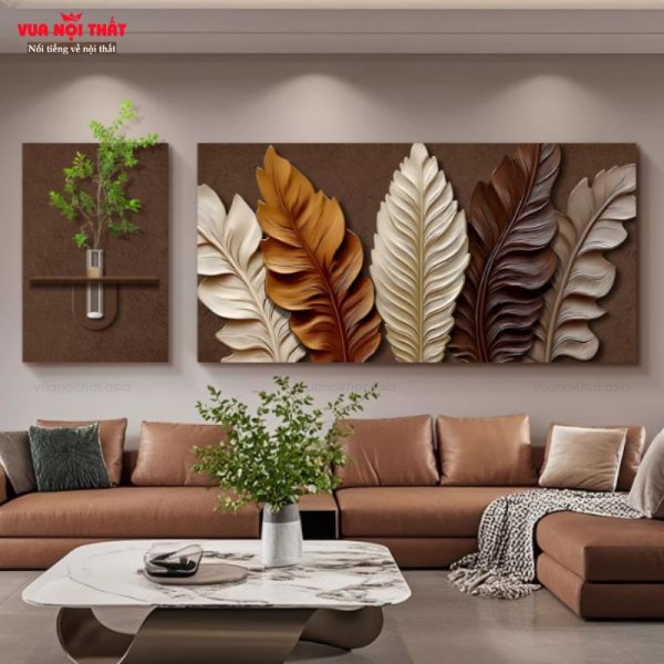 Tranh decor tường phòng khách hiện đại TT95 với hiệu ứng mặt sứ bóng cao cấp