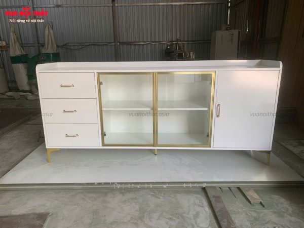 Bàn giao tủ chén bát cánh nhôm kính tại Hòa Thành - Tây Ninh