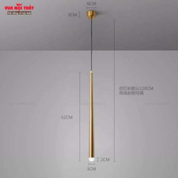 Kích thước của đèn thả đơn hình trụ nhỏ gọn tạo điểm nhấn cho không gian