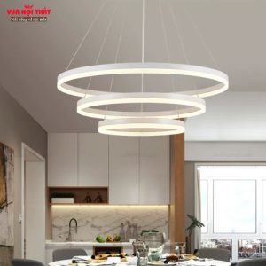 Đèn thả trần cao hiện đại giá tốt DTT90 được làm từ vòng nhôm, vòng acrylic và khung sắt